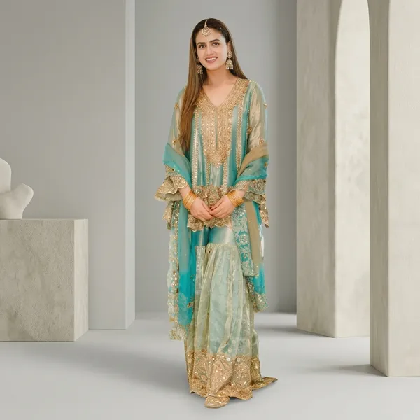 Designer_Kurti_Sharara_Set_With_Sequins_Zari_Embroidery_And_Dupatta