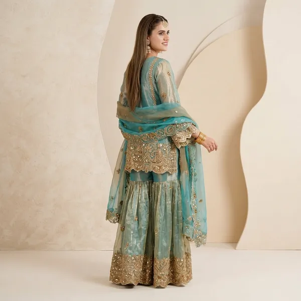 Designer_Kurti_Sharara_Set_With_Sequins_Zari_Embroidery_And_Dupatta