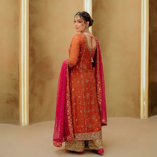Designer_Kurti_Palazzo_Set_With_Sequins_Zari_Pearl_Embroidery_And_Dupatta_Orange