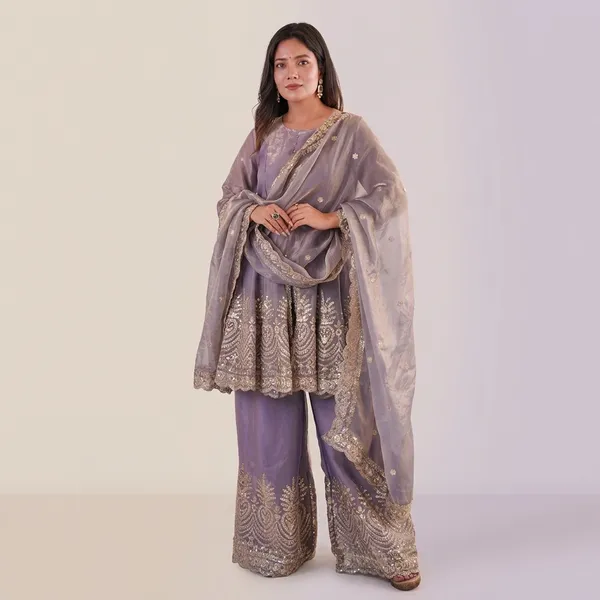 Designer_Two_Tone_Fandy_Silk_Top_Palazzo_Set_With_Embroidery_Dupatta_Maroon