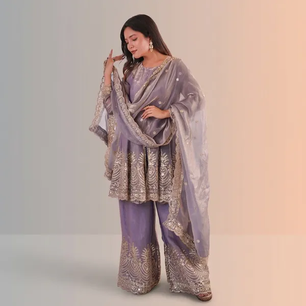Designer_Two_Tone_Fandy_Silk_Top_Palazzo_Set_With_Embroidery_Dupatta_Peach