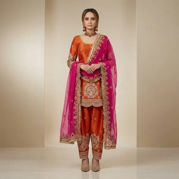 Designer_Embroidered_Fandy_Crushi_Silk_Top_With_Farshi_Salwar_Dupatta_Set