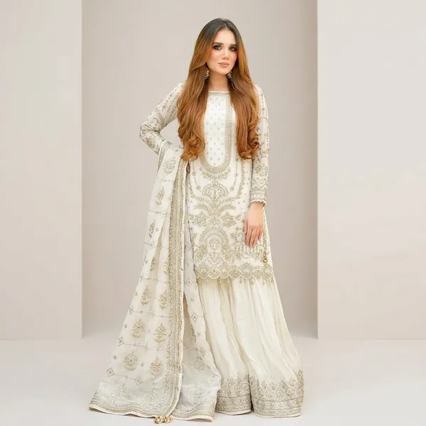Designer_Faux_Georgette_Embroidered_Top_Palazzo_Dupatta_Set_White