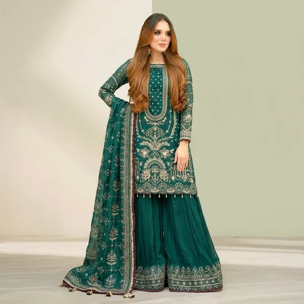 Designer_Faux_Georgette_Embroidered_Top_Palazzo_Dupatta_Set_Rama