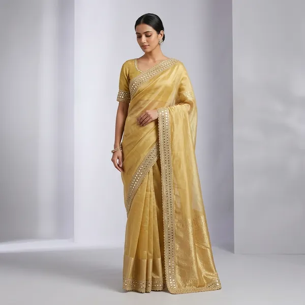 New_Trending_Designer_Original_Mirror_Work_Soft_Organza_Saree_Default_Title
