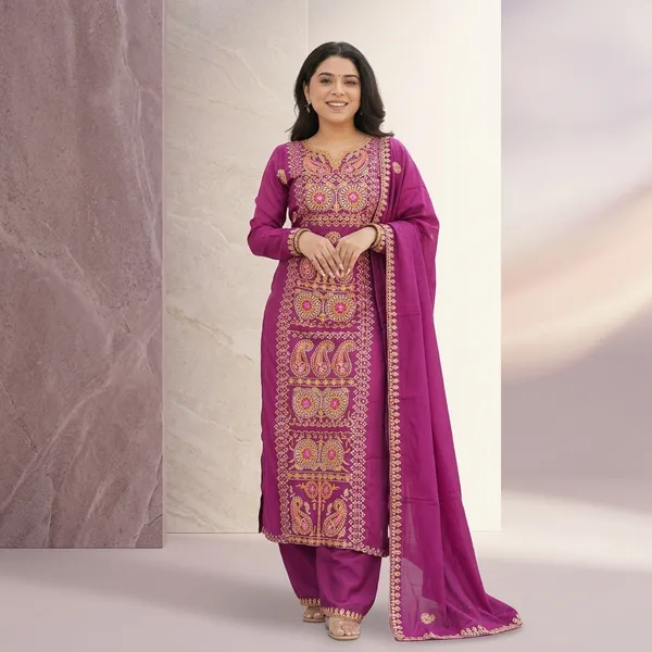 Readymade_Top_Pant_With_Dupatta_Collection_2026_Wine