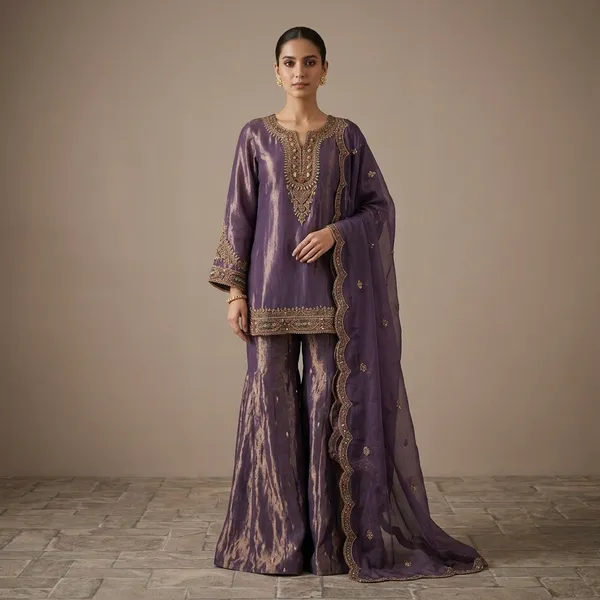 Fully_Stitched_Fendy_Silk_Kurti_And_Plazzo_Set_With_Dupatta_Party_Wear