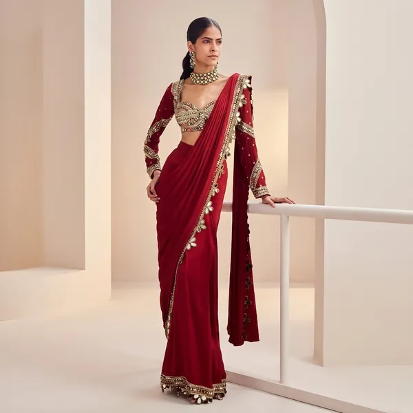 Elegant_Pre_Stitched_Real_Mirror_Work_Saree_Default_Title