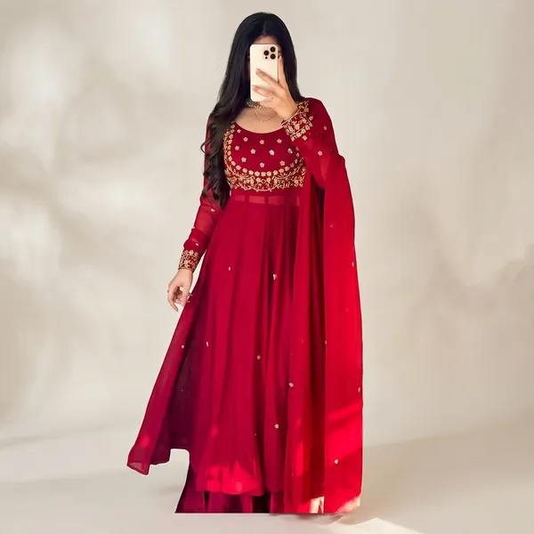 Opulent_Faux_Georgette_Flair_Suit_Set_With_Intricate_Sequence_Embroidery
