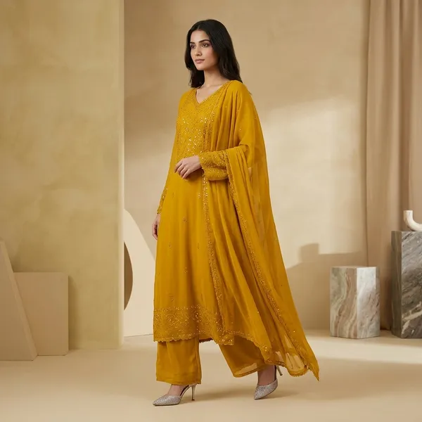 Shimmering_Georgette_Sequined_Palazzo_Ensemble_Yellow