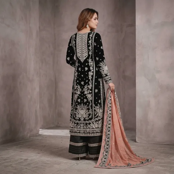 Midnight_Glow_Gmy_Silk_Kurti_Palazzo_Set