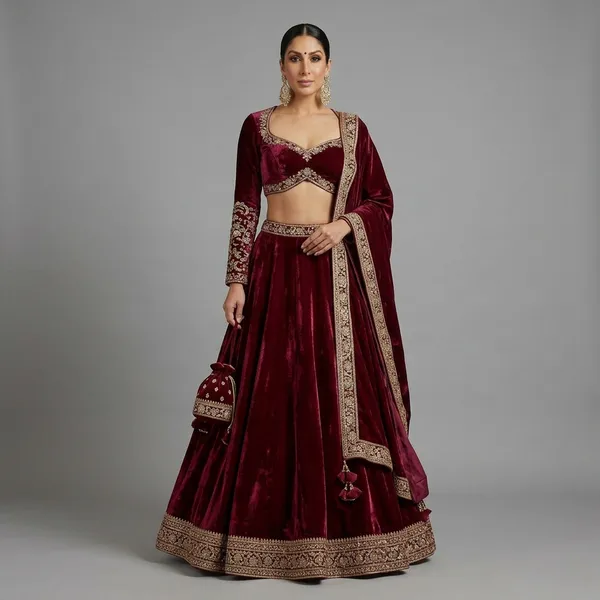 Elysian_Maroon_Velvet_Embroidered_Bridal_Ensemble_Default_Title