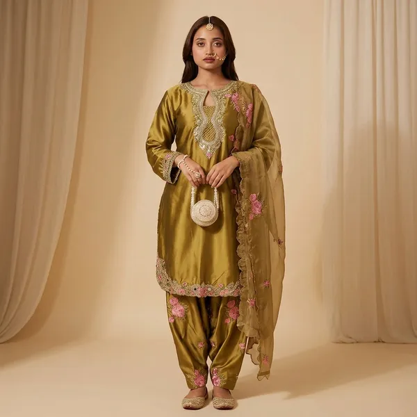 Japan_Inspired_Satin_Farshi_Party_Set_Festive_Fashionable_Golden