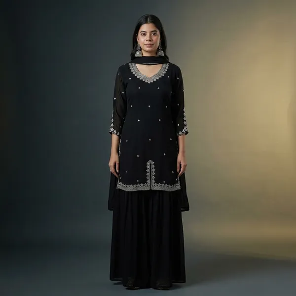 Glam_Sequin_Lace_Kurti_Plazo_Set_For_Festive_Look