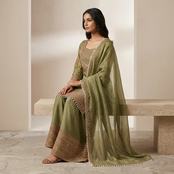 Cording_Sequence_Embroidered_Crunchy_Plazzo_Set_Olive_Green