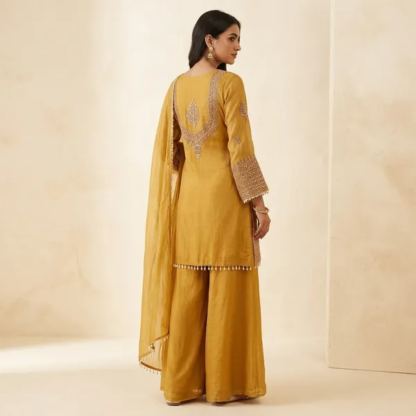 Cording_Sequence_Embroidered_Crunchy_Plazzo_Set_Mustard_Yellow
