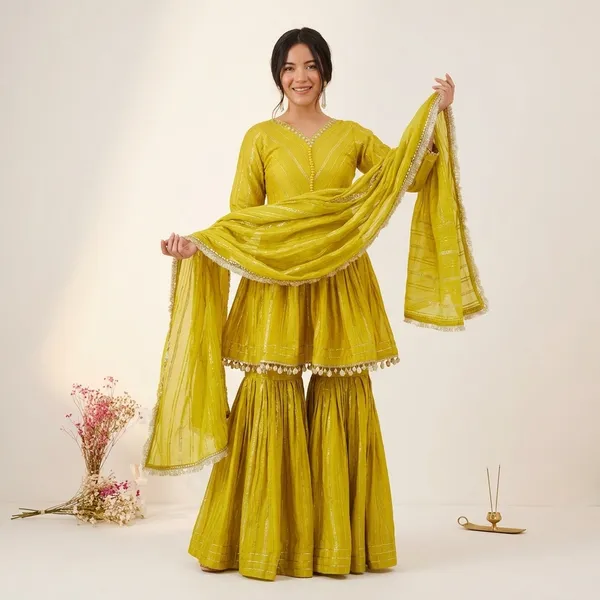Royal_Mirror_Work_Chanderi_Sharara_Ensemble_Yellow