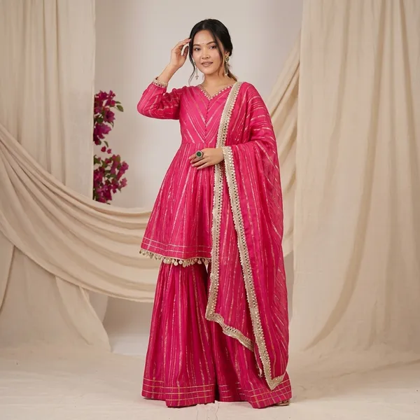 Royal_Mirror_Work_Chanderi_Sharara_Ensemble_Rani_Pink