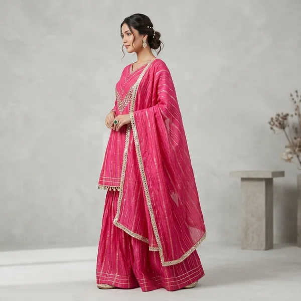 Royal_Mirror_Work_Chanderi_Sharara_Ensemble_Rani_Pink