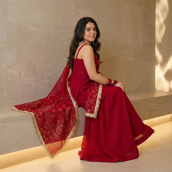 Traditional_Mukaish_Organza_Sharara_Set_Red