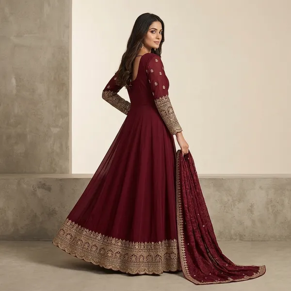 Designer_Faux_Georgette_Partywear_Gown_Set