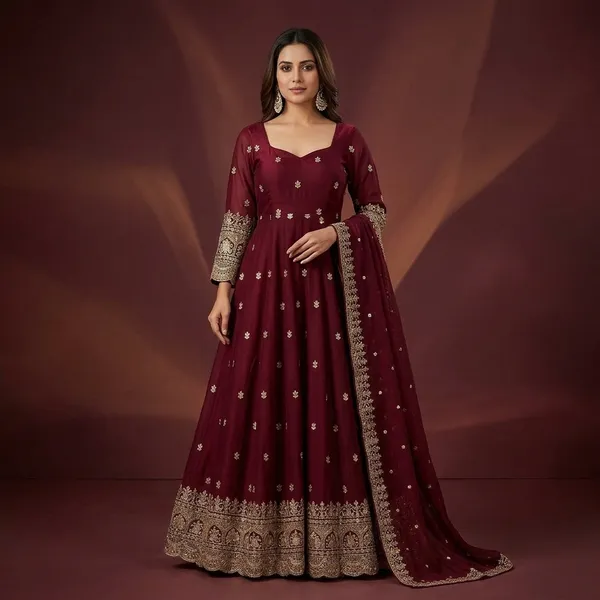 Designer_Faux_Georgette_Partywear_Gown_Set