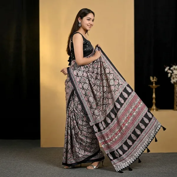 Luxury_Mirror_Work_Satin_Silk_Saree_With_Latkan_Pallu_Festive_Designer_Drapes_Black