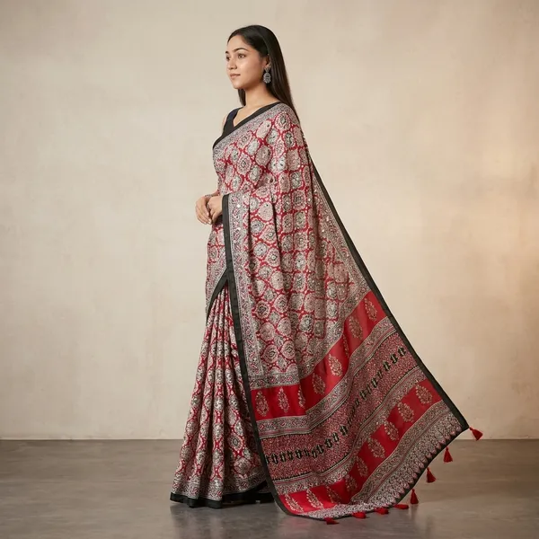 Luxury_Mirror_Work_Satin_Silk_Saree_With_Latkan_Pallu_Festive_Designer_Drapes_Red