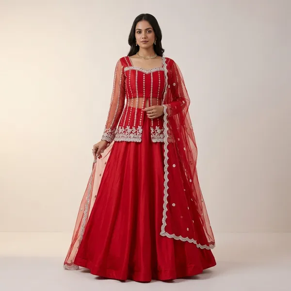 Noor_Rangoli_Koti_Lehenga_Set_Red