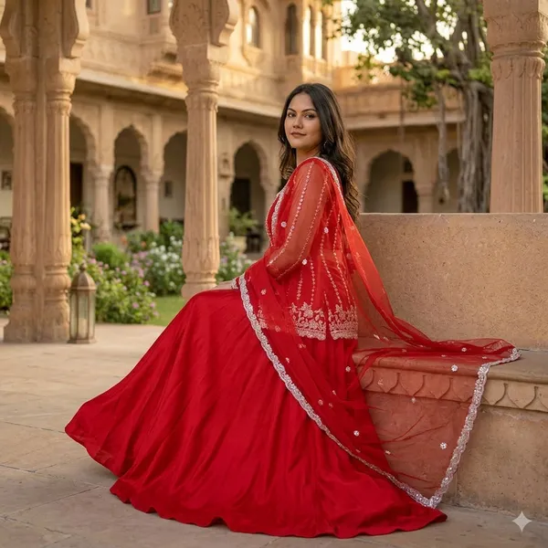 Noor_Rangoli_Koti_Lehenga_Set_Red