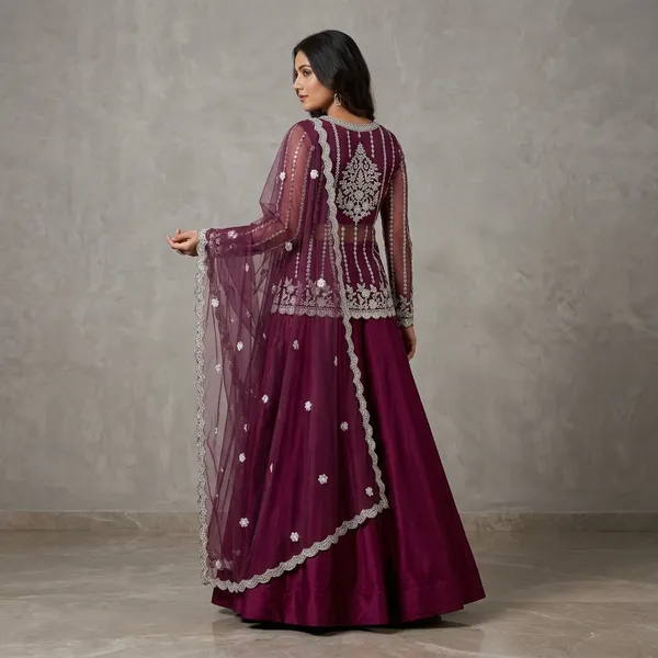 Noor_Rangoli_Koti_Lehenga_Set_Wine