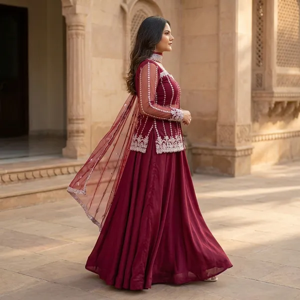Noor_Rangoli_Koti_Lehenga_Set_Maroon