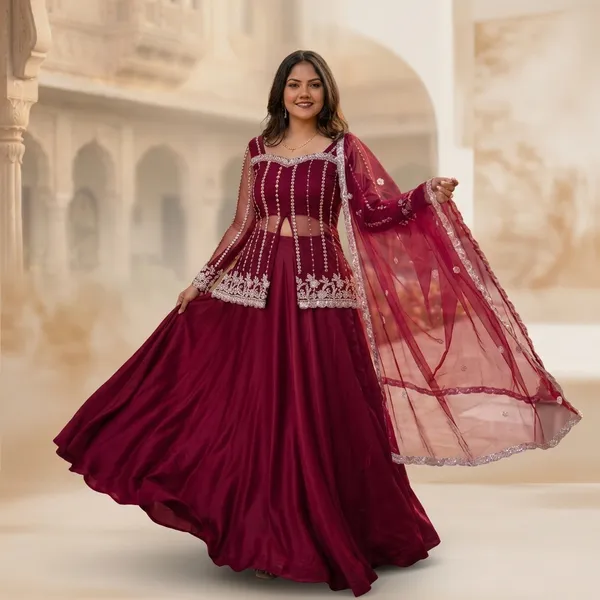 Noor_Rangoli_Koti_Lehenga_Set_Maroon