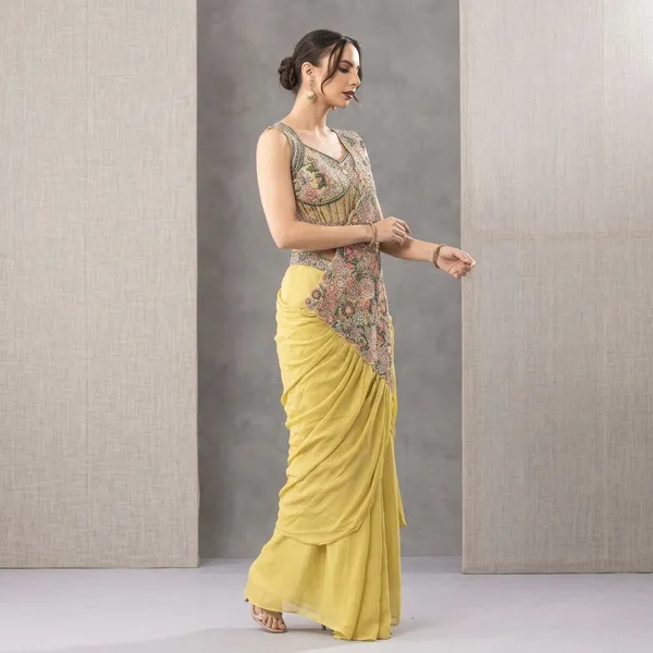 Designer_Chinon_Ready_To_Wear_Drape_Saree_With_Embroidered_Blouse_Yellow