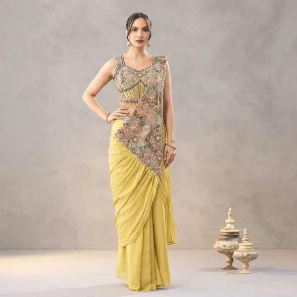 Designer_Chinon_Ready_To_Wear_Drape_Saree_With_Embroidered_Blouse_Yellow