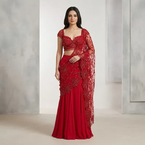 Premium_Butterfly_Net_Thread_Embroidered_Lehenga_Saree_Set_Default_Title