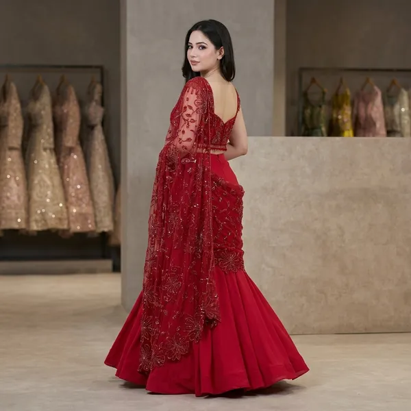 Premium_Butterfly_Net_Thread_Embroidered_Lehenga_Saree_Set_Default_Title