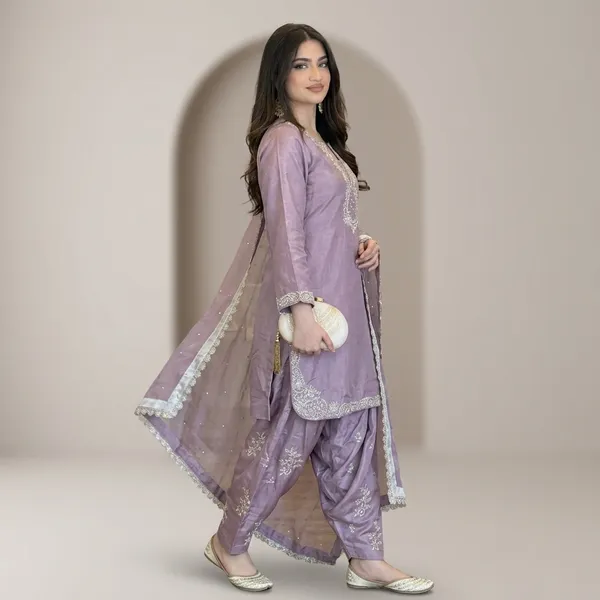 Designer_Pastel_Blue_Kurta_With_Farshi_Palazzo_Heavy_Dupatta_Set_Rose_Gold