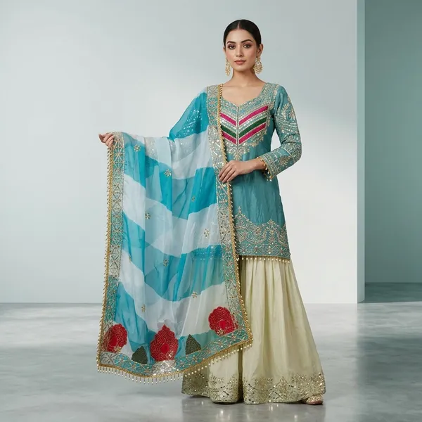 Royal_Teal_Kurti_With_Flowing_Sharara_Designer_Dupatta_Dusty_Teal