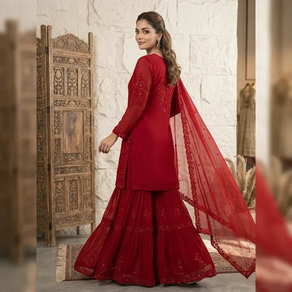 Designer_Sequence_Embroidered_Sarara_Set_Red