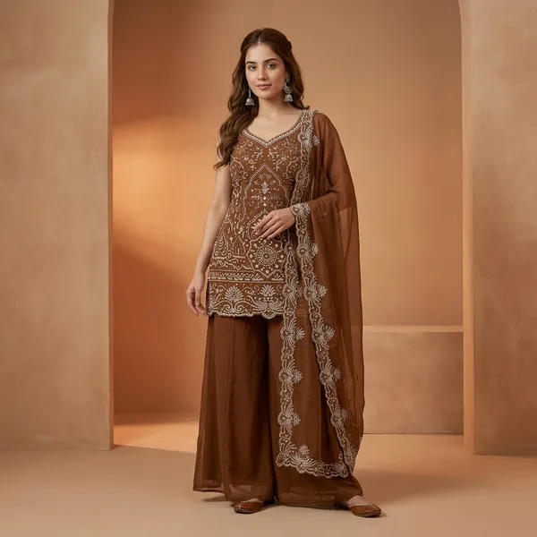 Designer_3_Piece_Party_Wear_Suit_Collection_Brown