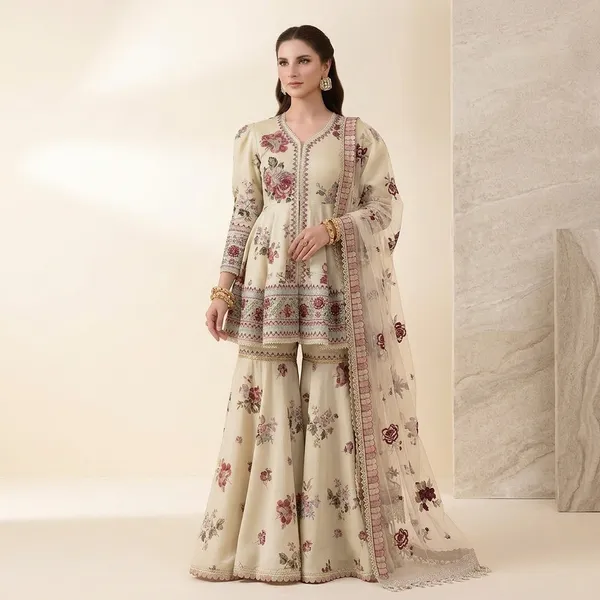 Designer_Peplum_Style_Crepe_Silk_Sharara_Set_With_Puff_Sleeves