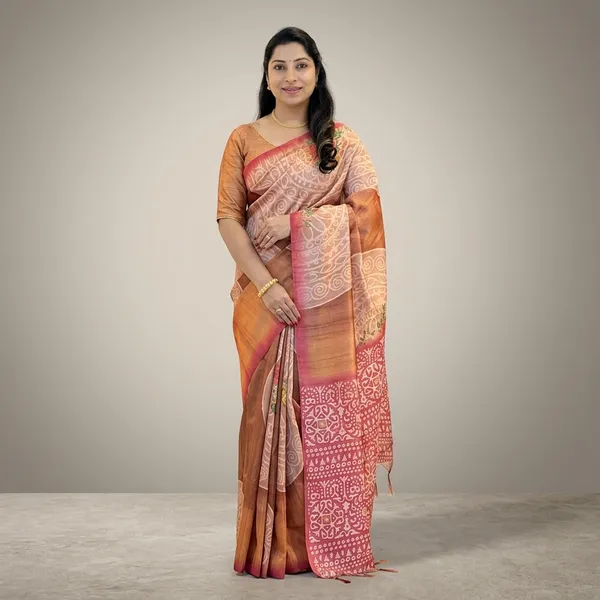 Elegant_Soft_Tussar_Silk_Saree_Brown