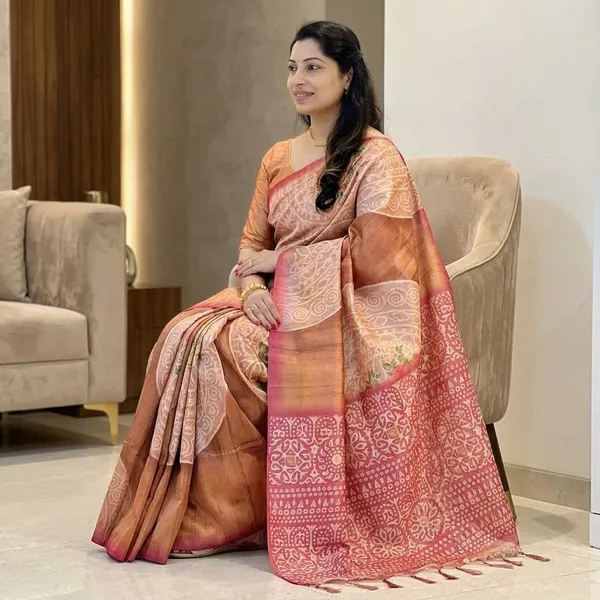 Elegant_Soft_Tussar_Silk_Saree_Brown