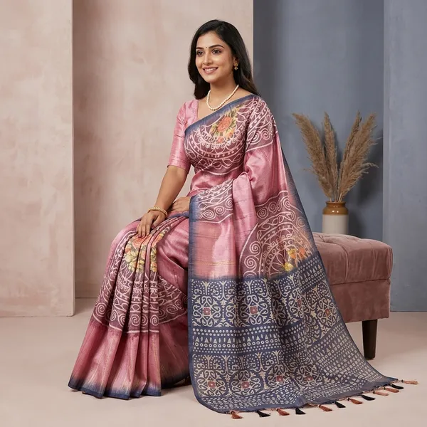 Elegant_Soft_Tussar_Silk_Saree_Pink