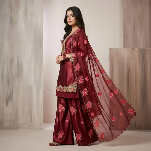 Japan_Inspired_Satin_Farshi_Party_Set_Festive_Fashionable_Maroon