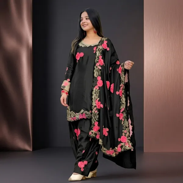 Japan_Inspired_Satin_Farshi_Party_Set_Festive_Fashionable_Black
