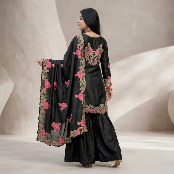 Japan_Inspired_Satin_Farshi_Party_Set_Festive_Fashionable_Black