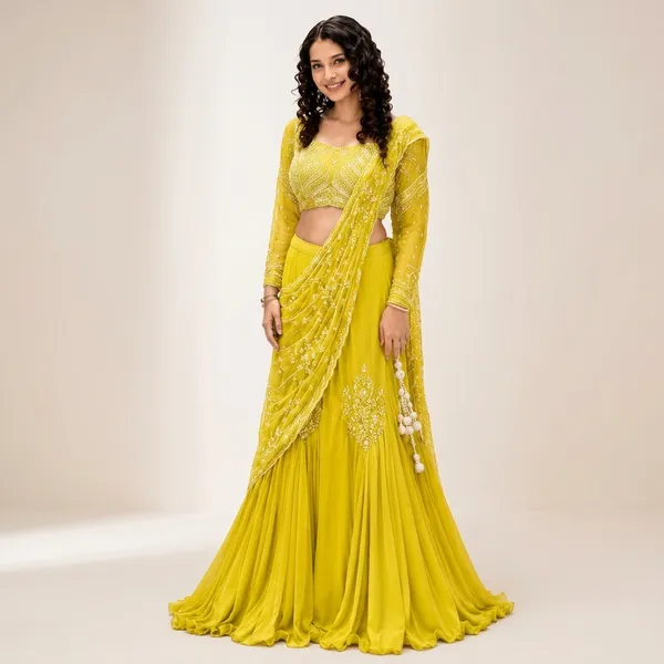 Trending_Designer_Lehenga_Choli_With_Attached_Pallu_Yellow