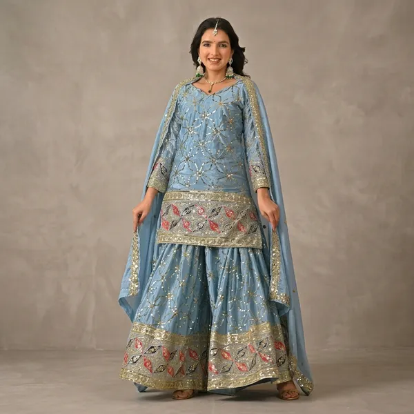 Blue_Designer_Heavy_Chinon_Silk_Party_Wear_Sharara_Set